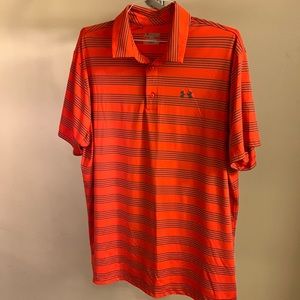 Under Armour Orange Polo with Gray Stripes, size XXL
